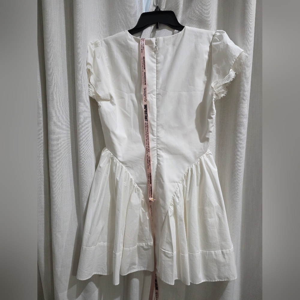 House‎ Of CB Emiliana white stretch cotton Plunge mini dress XS NWT - Picture 6 of 7
